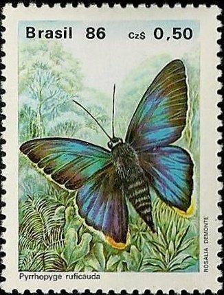 Бразилия 1986 Фауна(бабочки) №мих2172/460руб 2