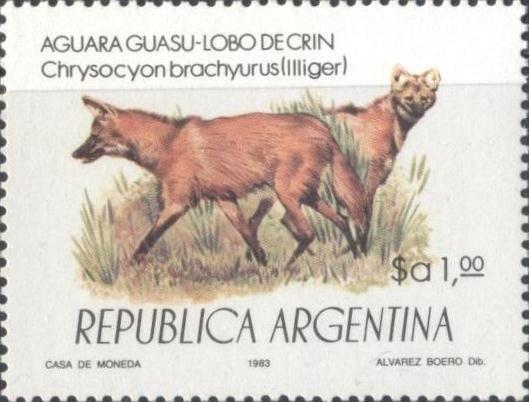 Аргентина 1983 Фауна (Млекопитающие ) №мих 1631/4-180руб 2