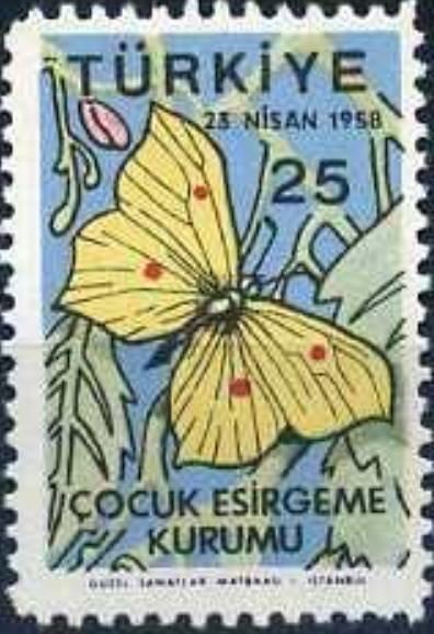 Турция 1958 Фауна(бабочки) №мих Z243/46 -200руб. 1