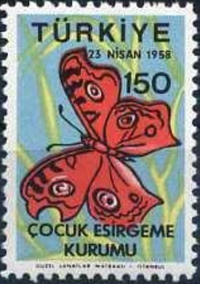 Турция 1958 Фауна(бабочки) №мих Z243/46 -200руб. 2