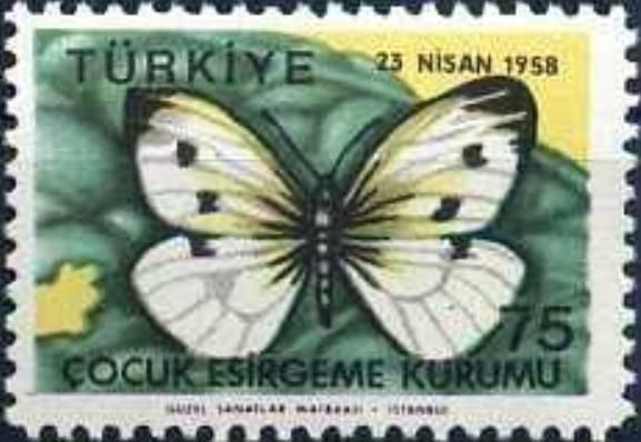 Турция 1958 Фауна(бабочки) №мих Z243/46 -200руб. 3