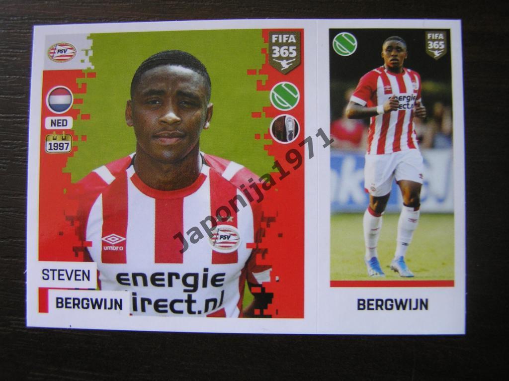 Наклейка Panini FIFA 365 : Steven Bergwijn ( PSV EINDHOVEN , Nederlands )