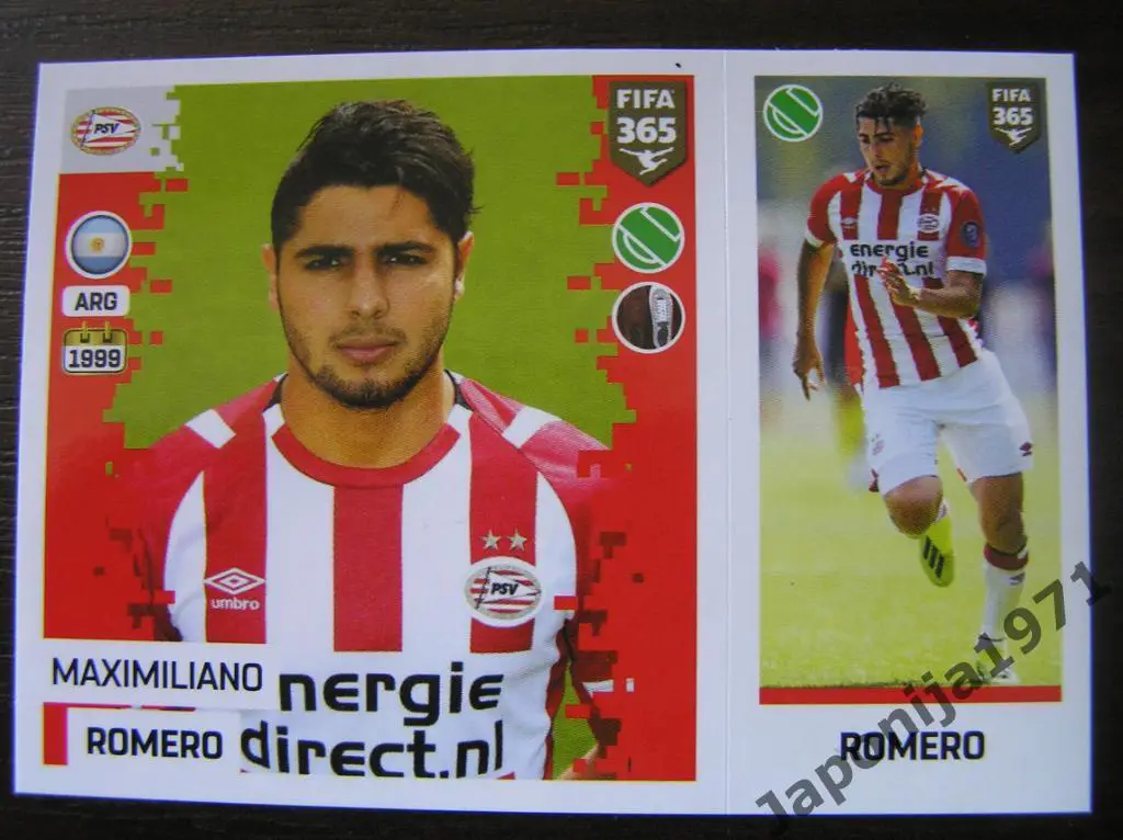 Наклейка Panini FIFA 365 : Maximiliano Romero ( PSV EINDHOVEN , Nederlands )