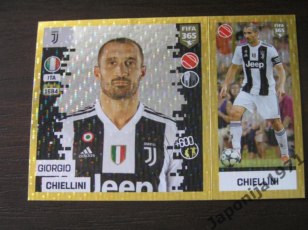 Наклейка Panini FIFA 365 : Giorgio Chiellini ( Juventus , Italia )