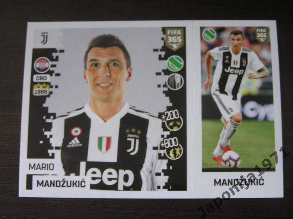 Наклейка Panini FIFA 365 : Mario Mandzukic ( Juventus , Italia )