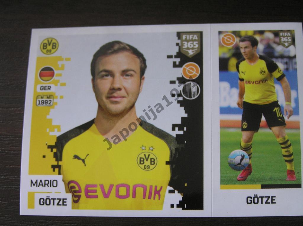 Наклейка Panini FIFA 365 : Mario Gotze ( Borussia Dortmund, Germany )