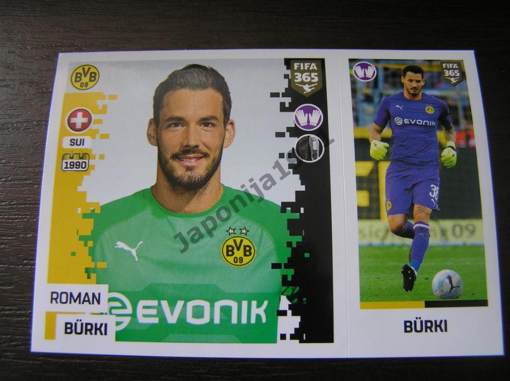 Наклейка Panini FIFA 365 : Roman Burki ( Borussia Dortmund, Germany )