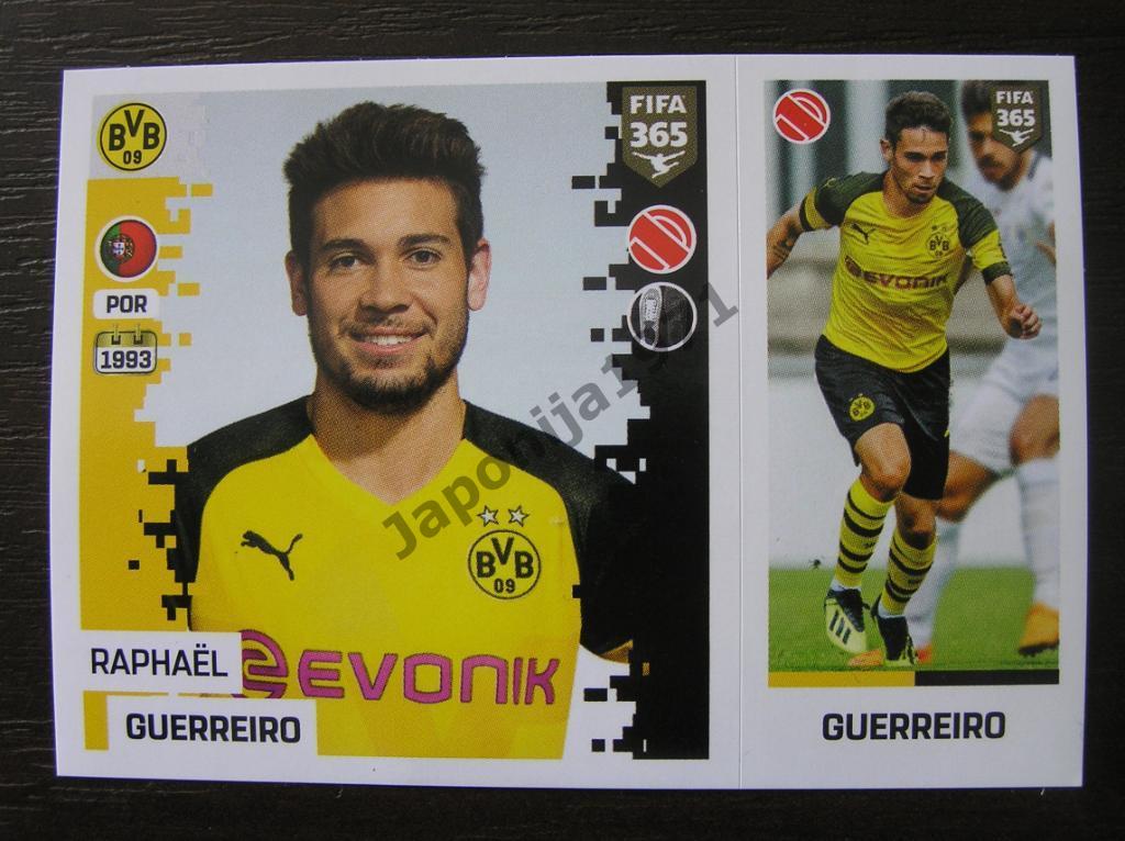 Наклейка Panini FIFA 365 : Raphael Guerreiro ( Borussia Dortmund, Germany )