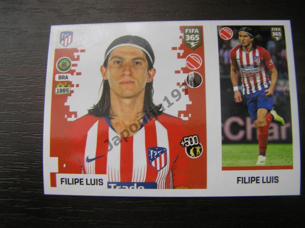 Наклейка Panini FIFA 365 : Filipe Luis ( Atletico Madrid , Spain )