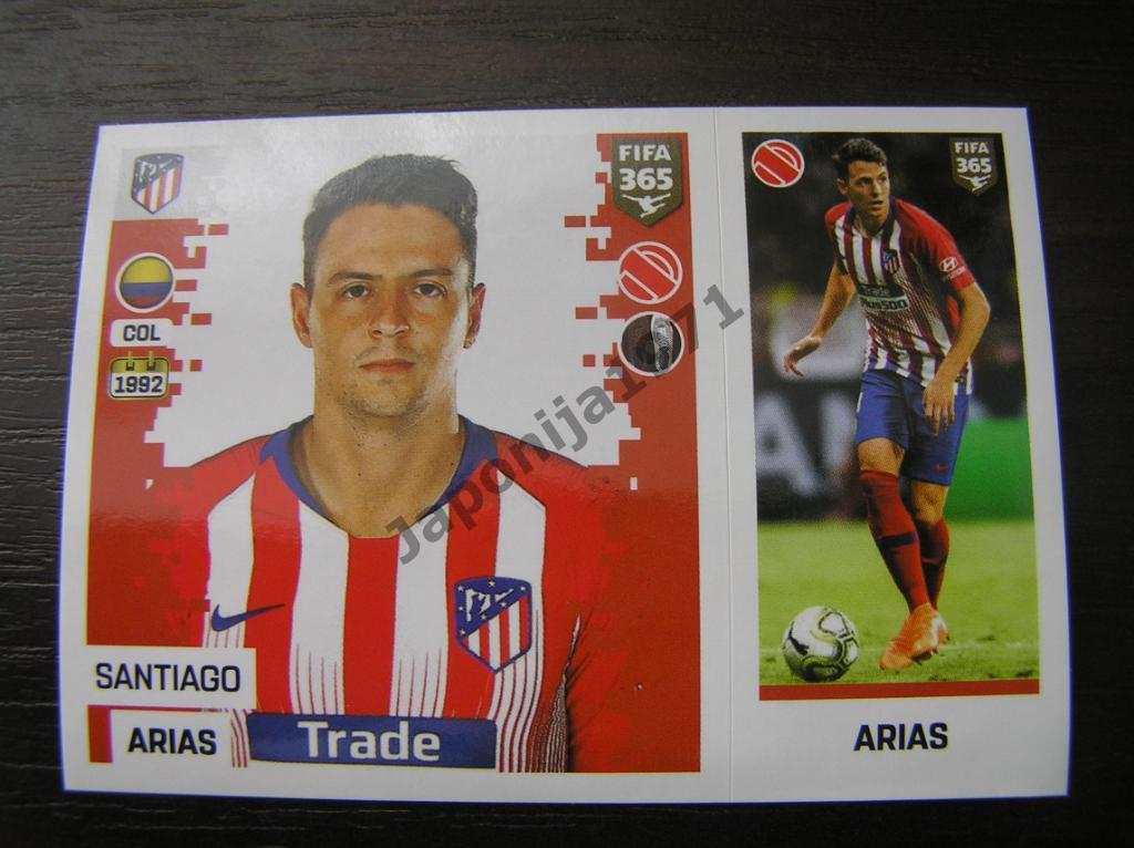 Наклейка Panini FIFA 365 : Santiago Arias ( Atletico Madrid , Spain )
