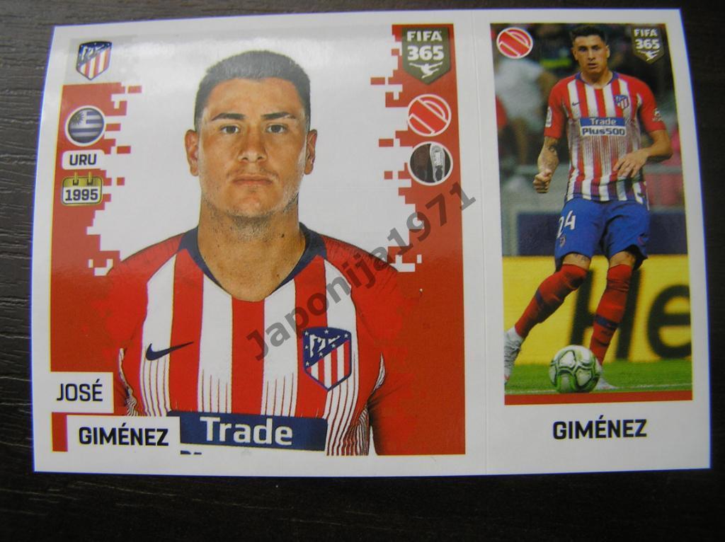 Наклейка Panini FIFA 365 : Jose Gimenez ( Atletico Madrid , Spain )