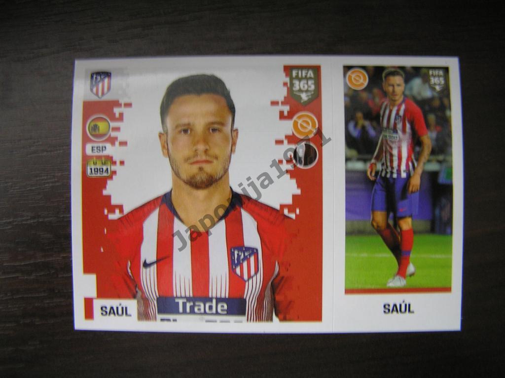 Наклейка Panini FIFA 365 : Saul ( Atletico Madrid , Spain )