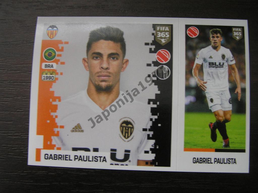 Наклейка Panini FIFA 365 : Gabriel Paulista ( Valencia CF , Spain )