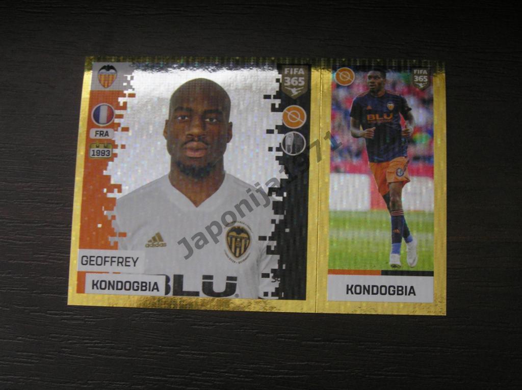 Наклейка Panini FIFA 365 : Geoffrey Kondogbia ( Valencia CF , Spain )