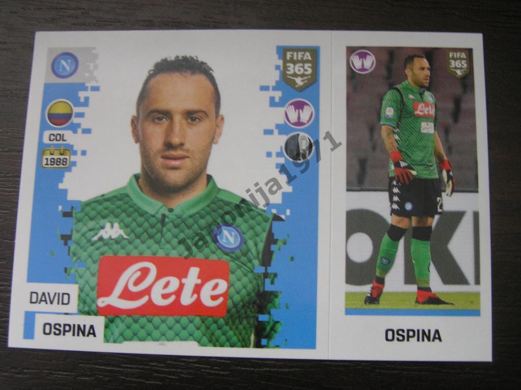 Наклейка Panini FIFA 365 : David Ospina ( Napoli , Italia )