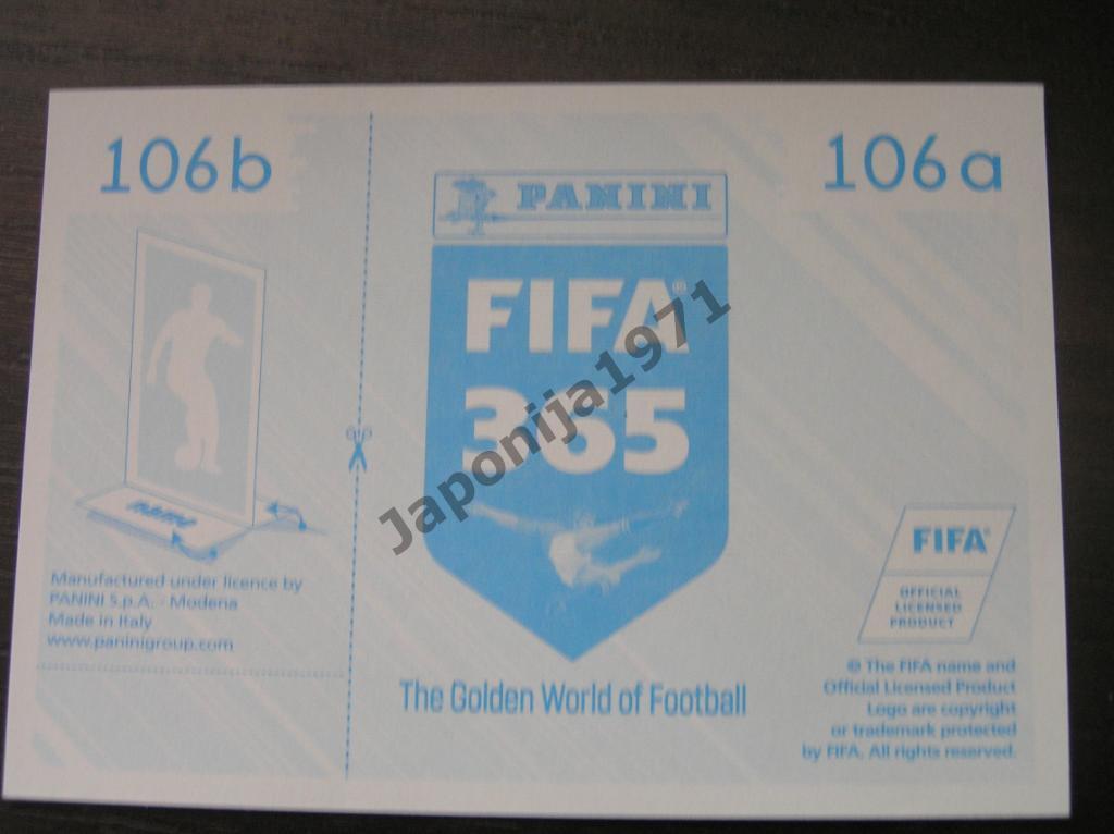 Наклейка Panini FIFA 365 : Danijel Subasic ( Monaco , France ) 1