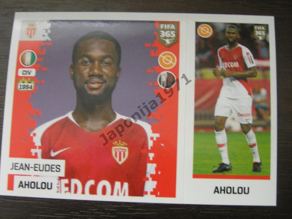 Наклейка Panini FIFA 365 : Jean-Eudes Aholou ( Monaco , France )