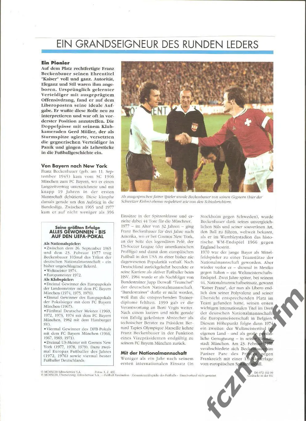 Постер плакат Франц Беккенбауэр Размер =24х17 на плотной мелованной бумаге 1