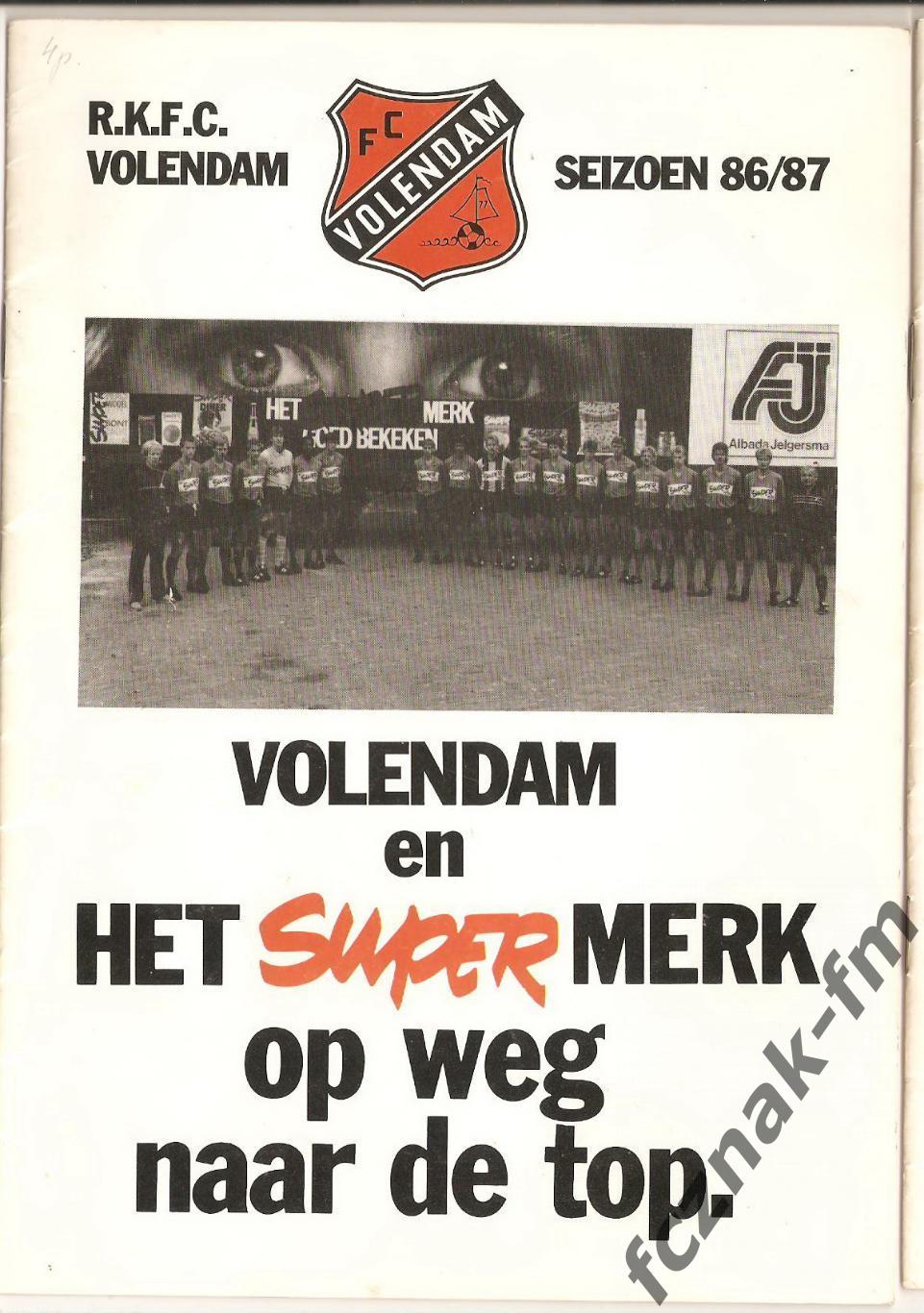 Нидерланды Голландия ФК Волендам Сезон 1986-87 20 страниц