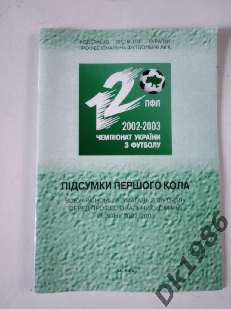 Итоги первого круга Чемпионата Украины 2002/2003