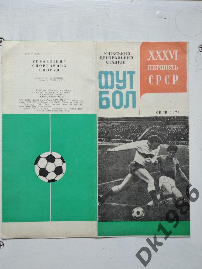 XXXVI первенство СССР по футболу, Киев 1974 год