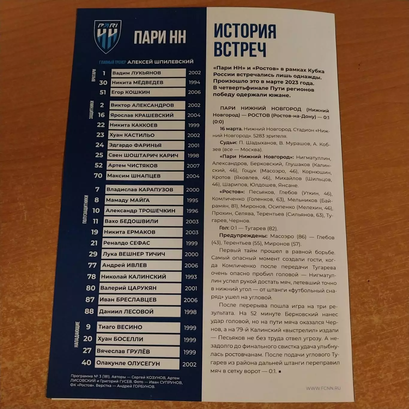 Пари Нижний Новгород - Ростов (Ростов-на-Дону) 14.08.2025 Кубок России (группа) 2
