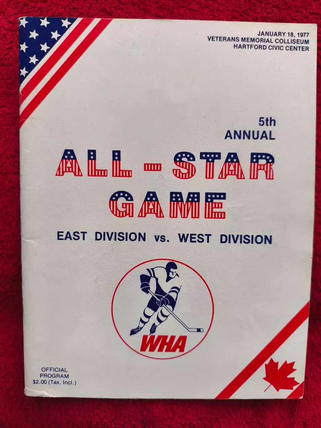 Журнал - Программа WHA All-Star Game 1976-77 Хоккей ВХА Канада США