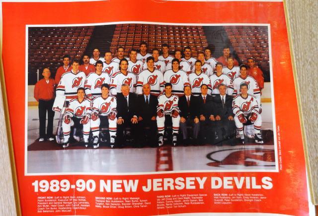 Плакат клуба НХЛ Нью-Джерси Девилс 1989-90 с Фетисовым и Касатоновым