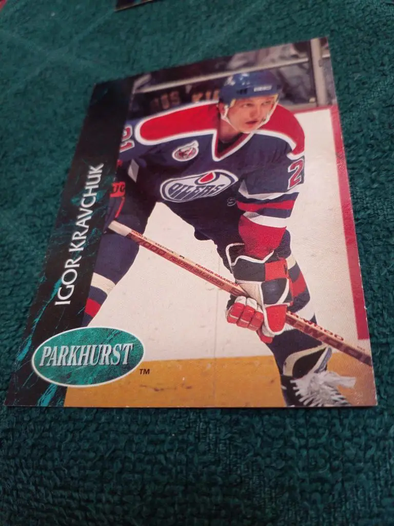 Карточка Хоккей Игорь Кравчук Эдмонтон Ойлерз (игроки СССР в НХЛ)