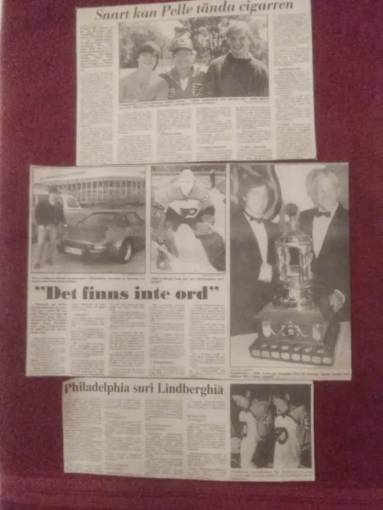 Хоккей Швеция статьи из шведских и финских газет о гибели Pelle Lindberg