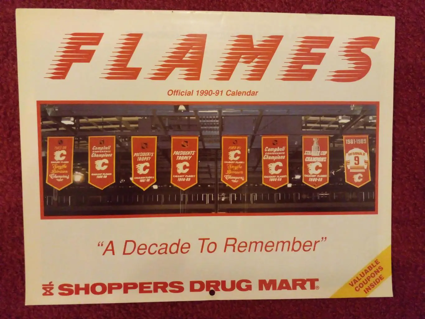 Калгари Флэймз НХЛ Перекидной настенный календарь 1990-91 хоккей