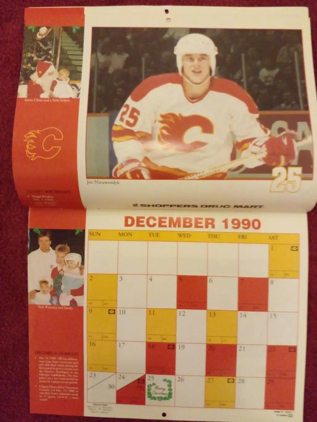 Калгари Флэймз НХЛ Перекидной настенный календарь 1990-91 хоккей 3
