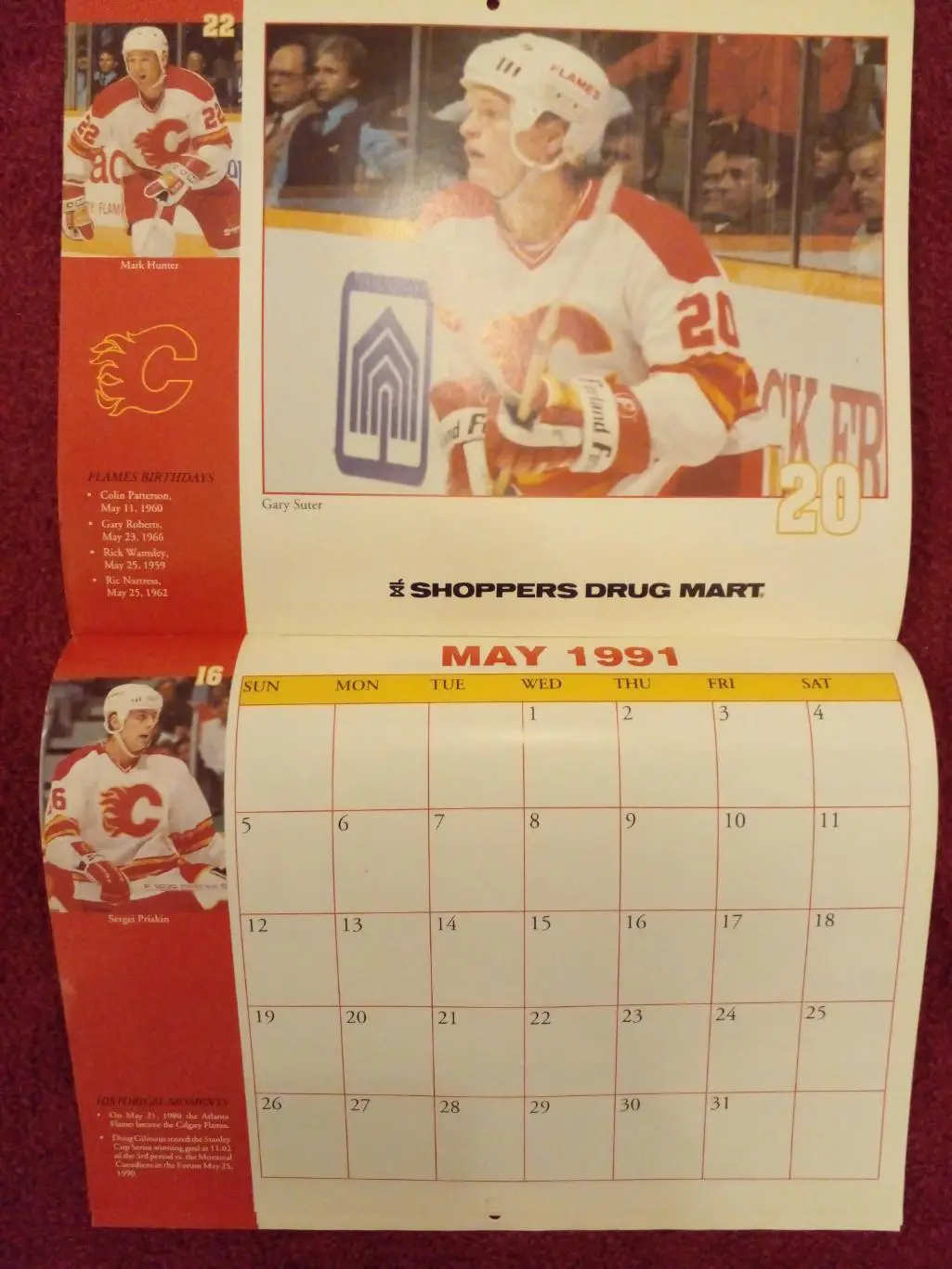 Калгари Флэймз НХЛ Перекидной настенный календарь 1990-91 хоккей 5
