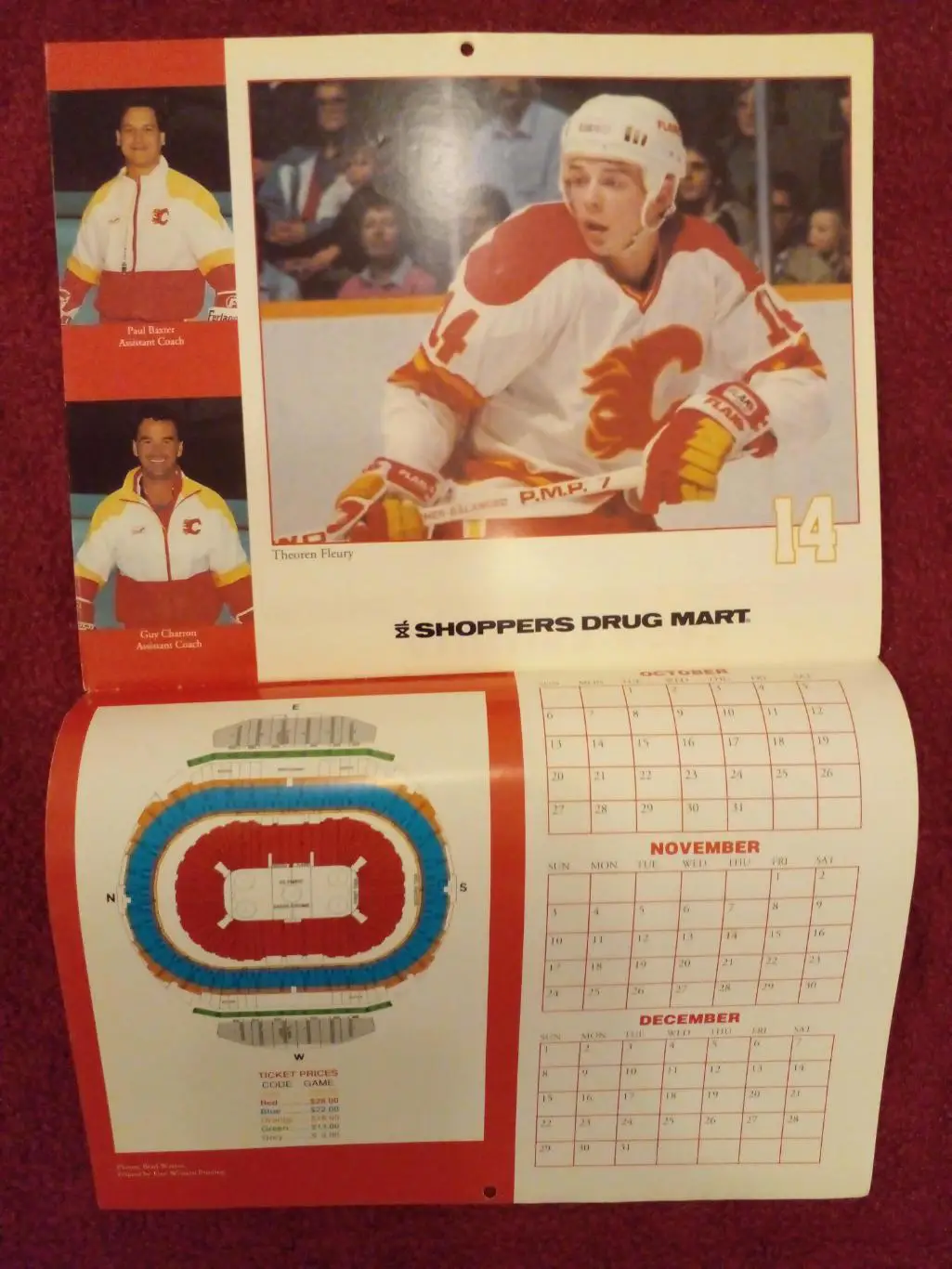 Калгари Флэймз НХЛ Перекидной настенный календарь 1990-91 хоккей 6