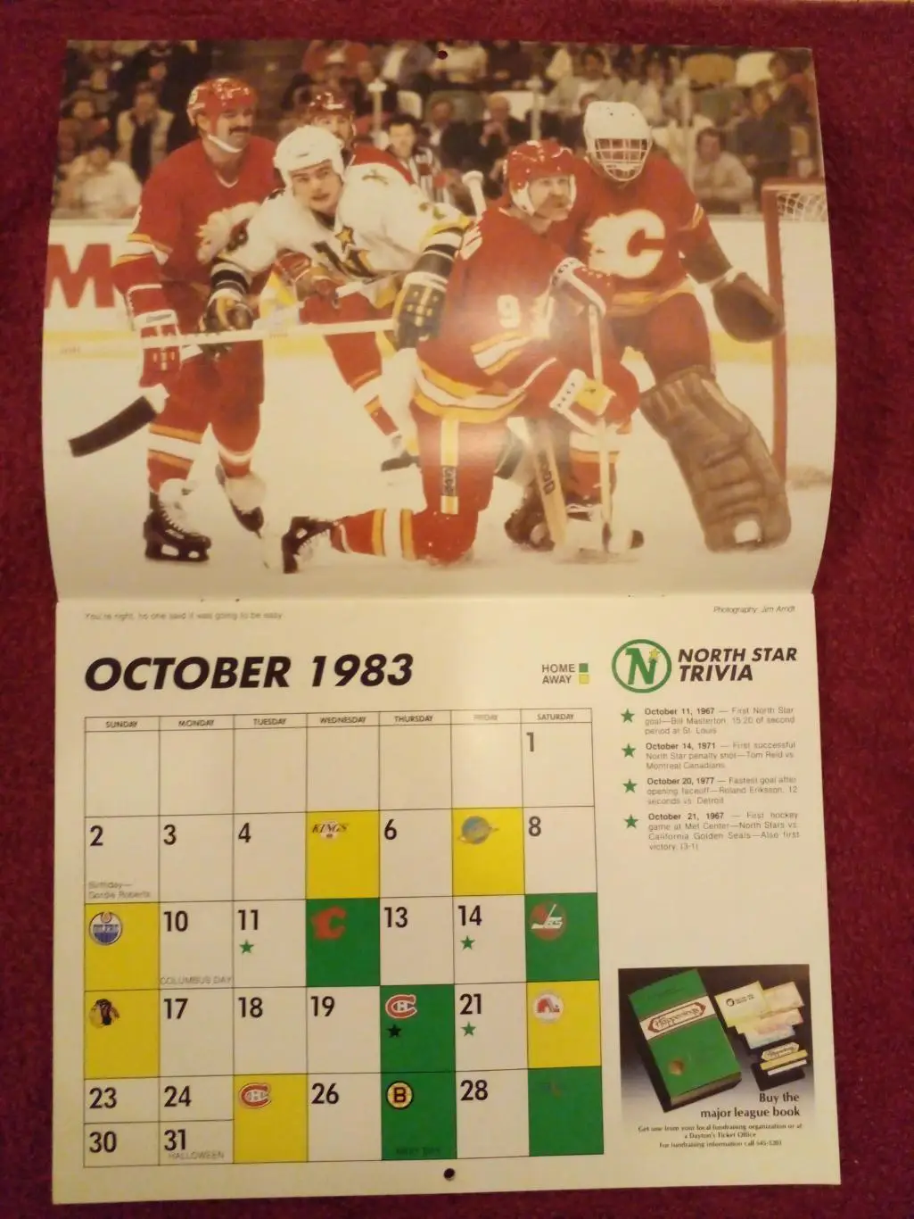 Миннесота Норт Старз НХЛ Перекидной настенный календарь 1983-84 хоккей 1