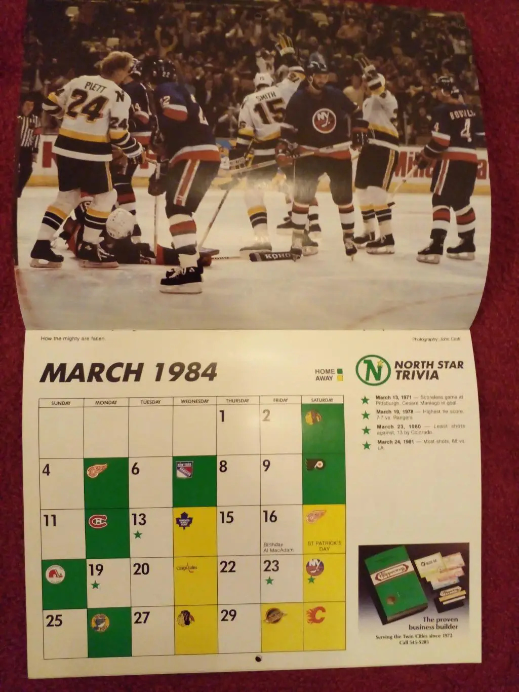 Миннесота Норт Старз НХЛ Перекидной настенный календарь 1983-84 хоккей 2