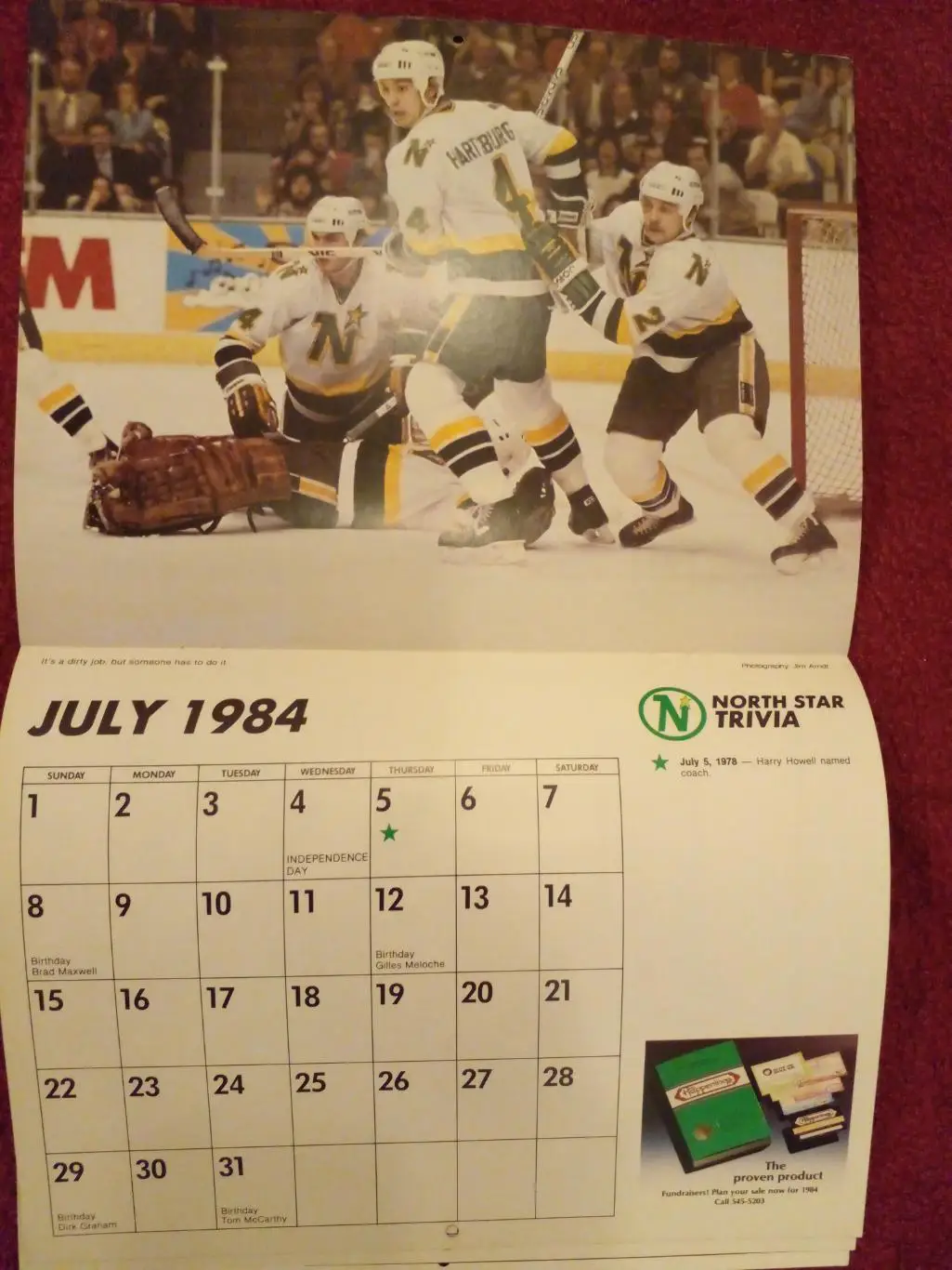 Миннесота Норт Старз НХЛ Перекидной настенный календарь 1983-84 хоккей 3
