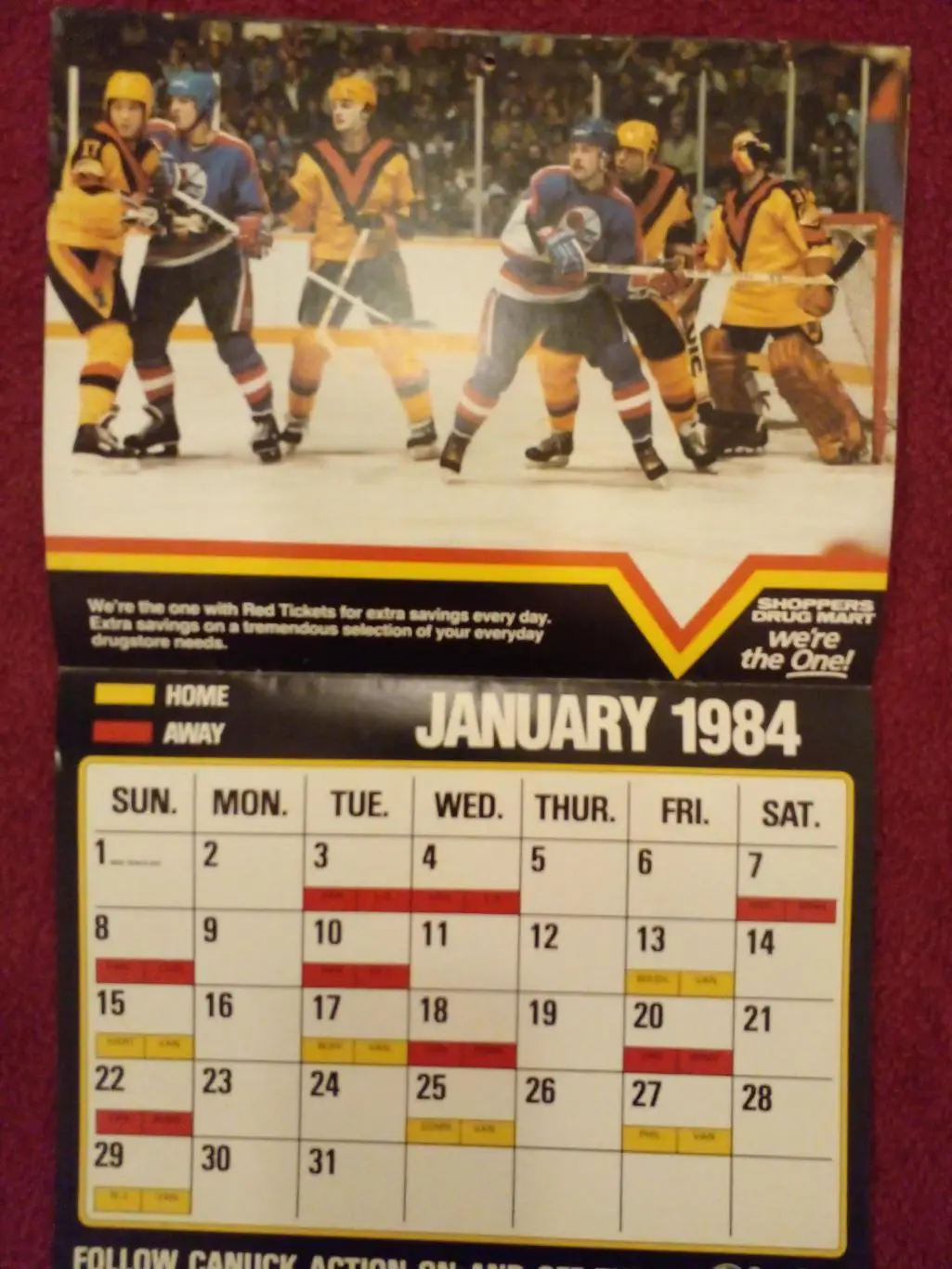 Ванкувер Кэнакс НХЛ Перекидной настенный календарь 1983-84 хоккей 4