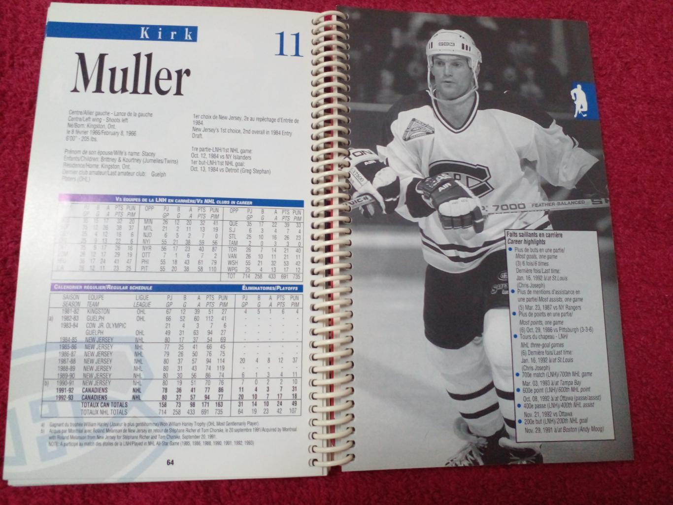 Клубный справочник Монреаль Канадиенз 1993-94 Хоккей НХЛ Канада, США 1