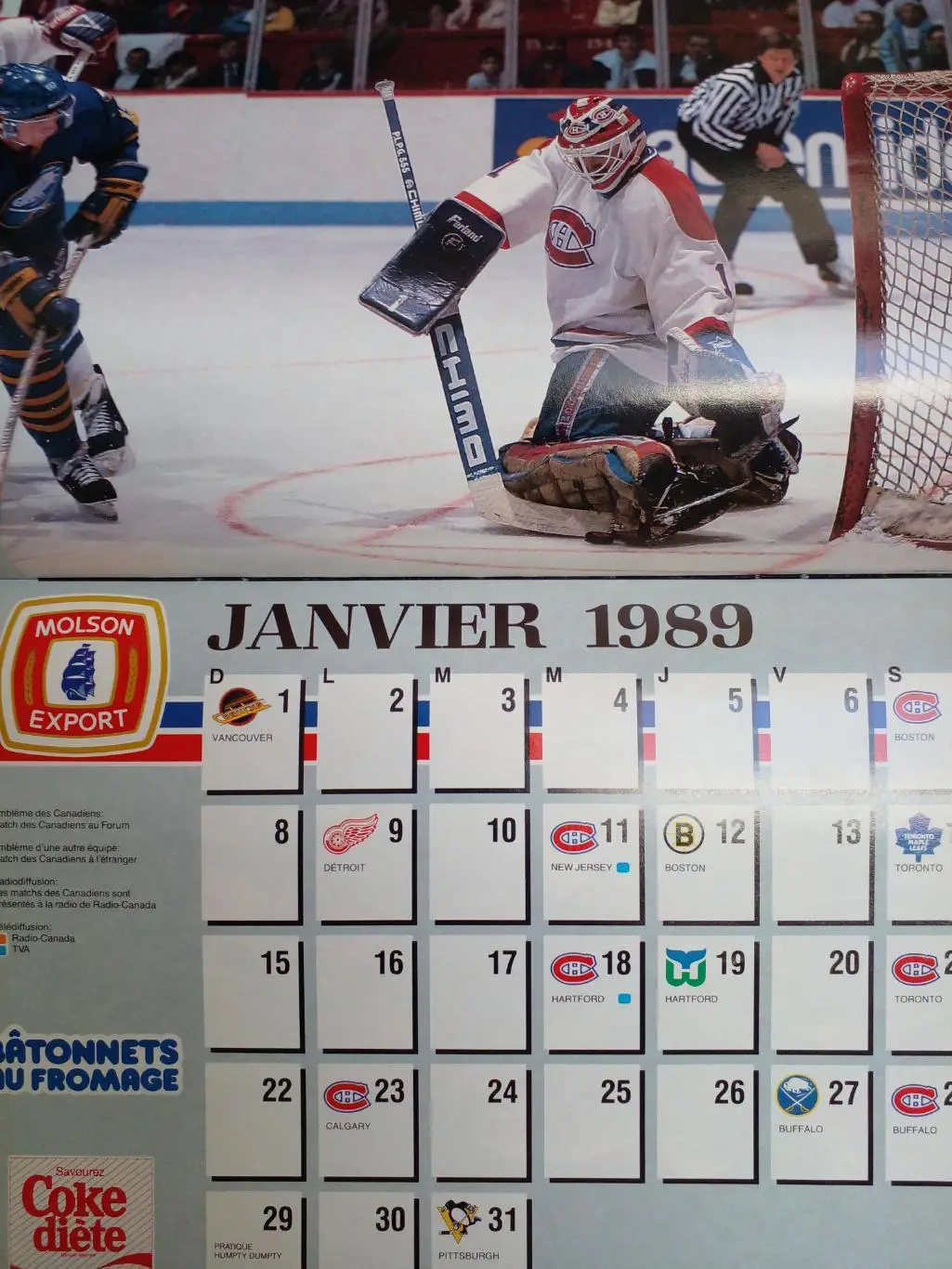 Монреаль Канадиенз НХЛ Перекидной настенный календарь 1988-89 хоккей 4