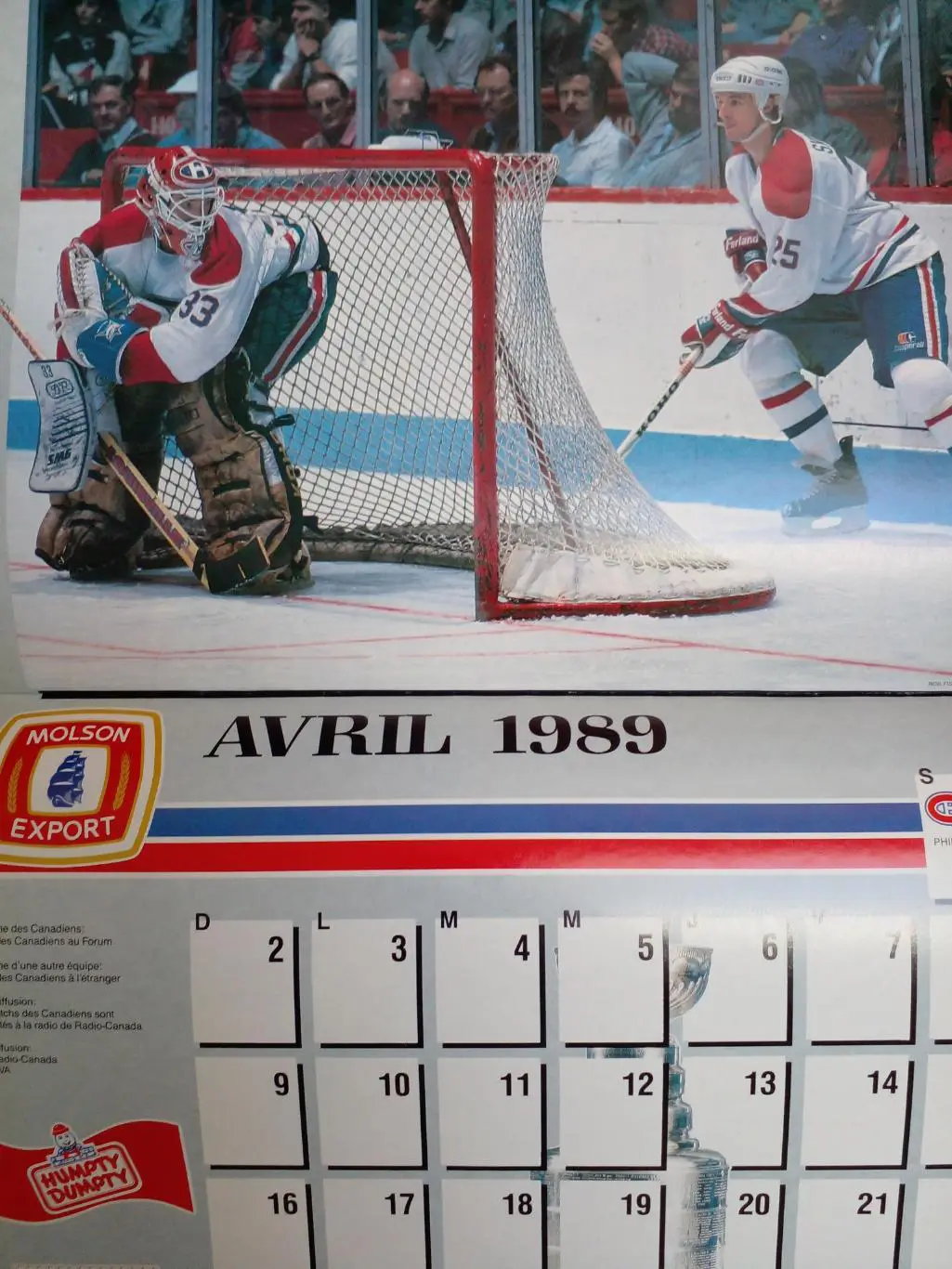 Монреаль Канадиенз НХЛ Перекидной настенный календарь 1988-89 хоккей 5