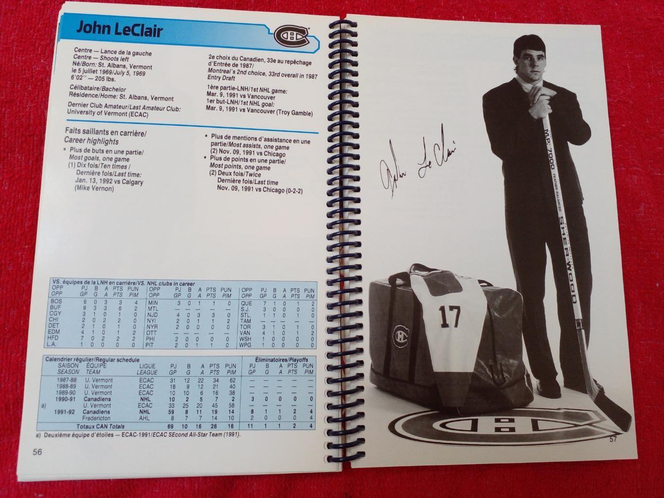 Клубный справочник Монреаль Канадиенз 1992-93 Хоккей НХЛ Канада, США 1
