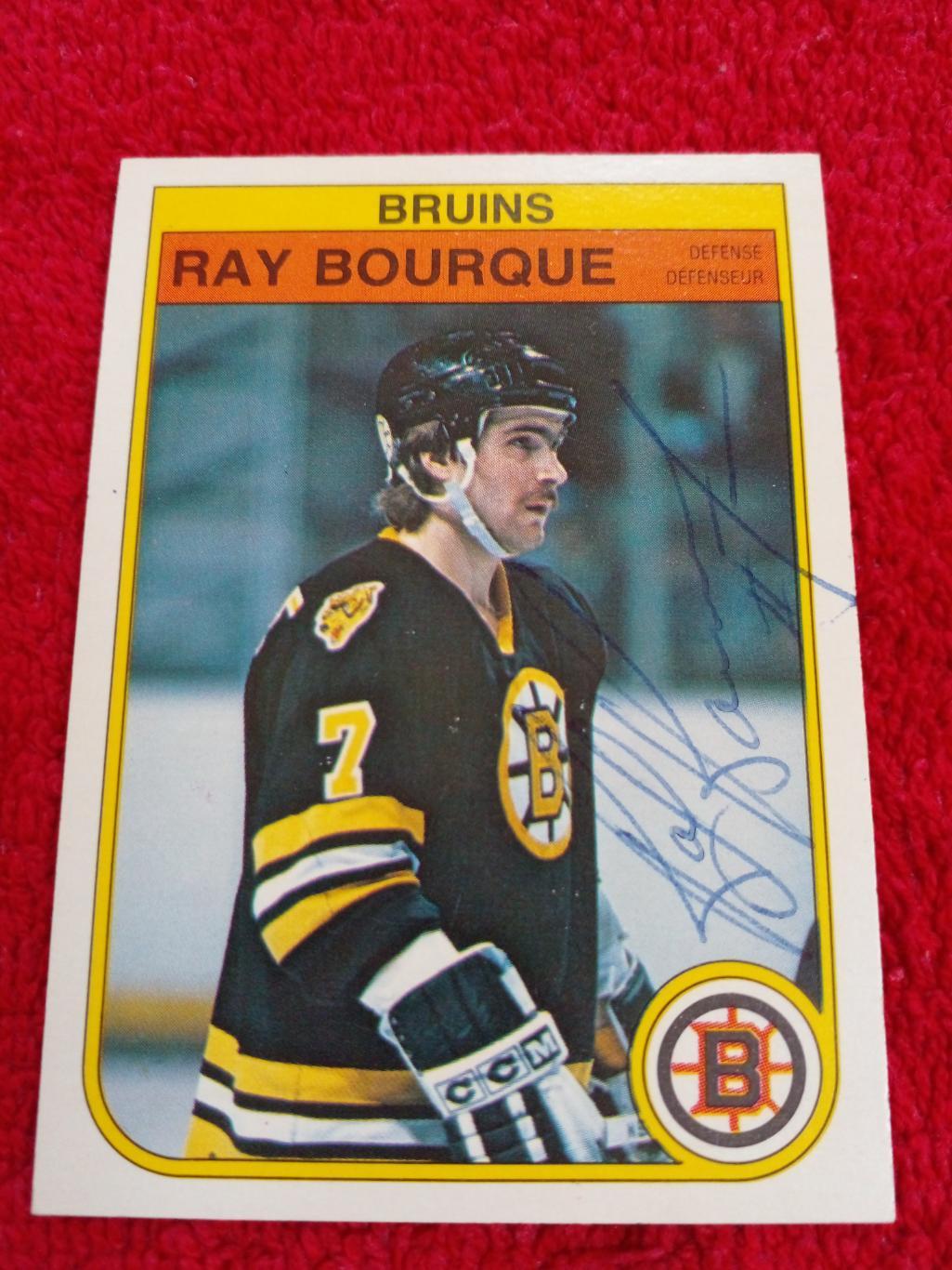 Карточка с реальным автографом Ray Bourque Бостон Брюинз Хоккей НХЛ