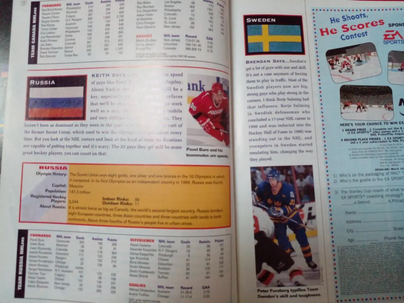 Журнал Программа OLYMPIC 1998 Хоккей Канада Россия США Швеция Чехия Финлян.... 1