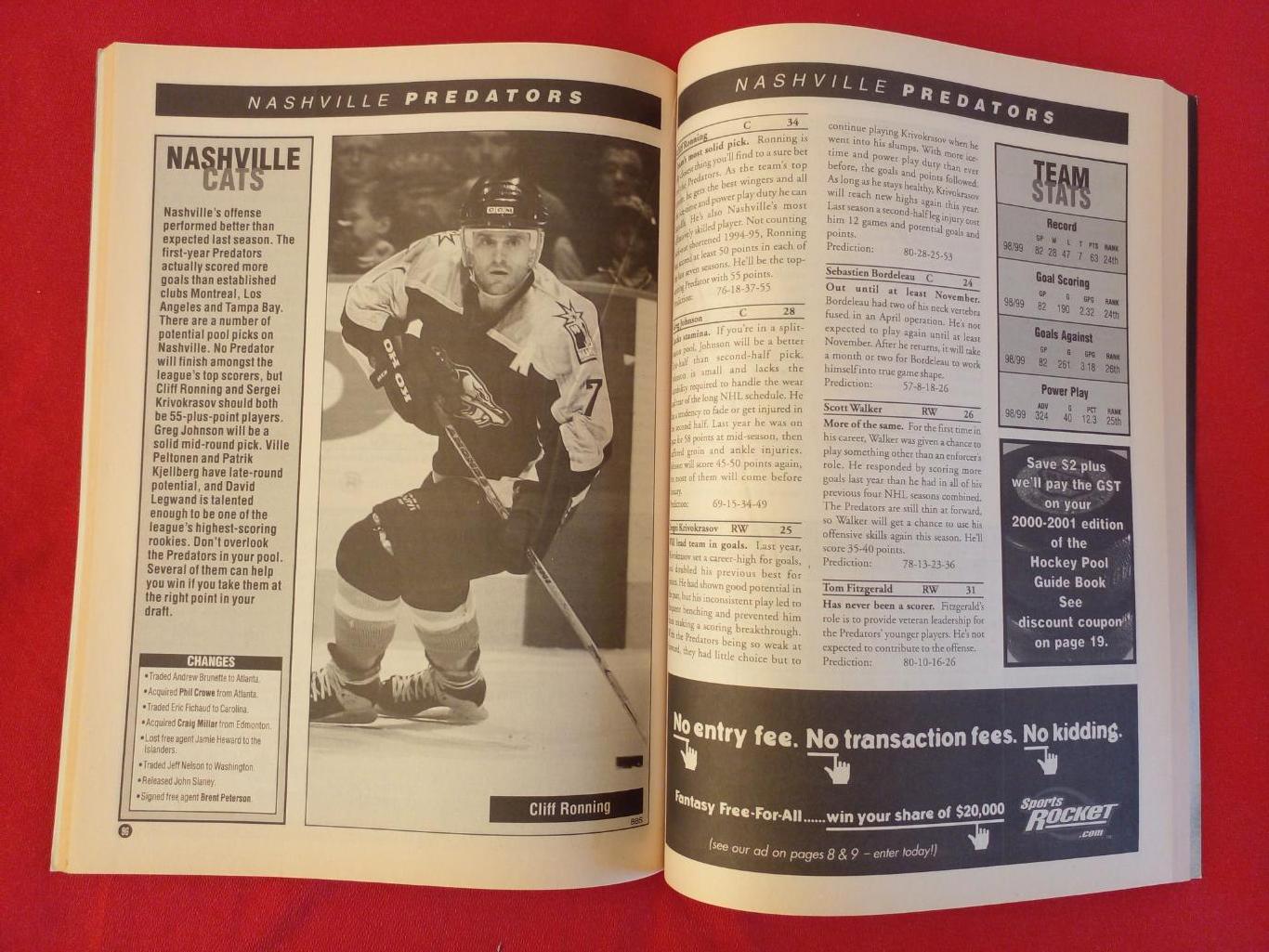 Хоккей Справочник-Ежегодник HOCKEY POOL GUIDE BOOK НХЛ 1999-2000 Канада, США 2