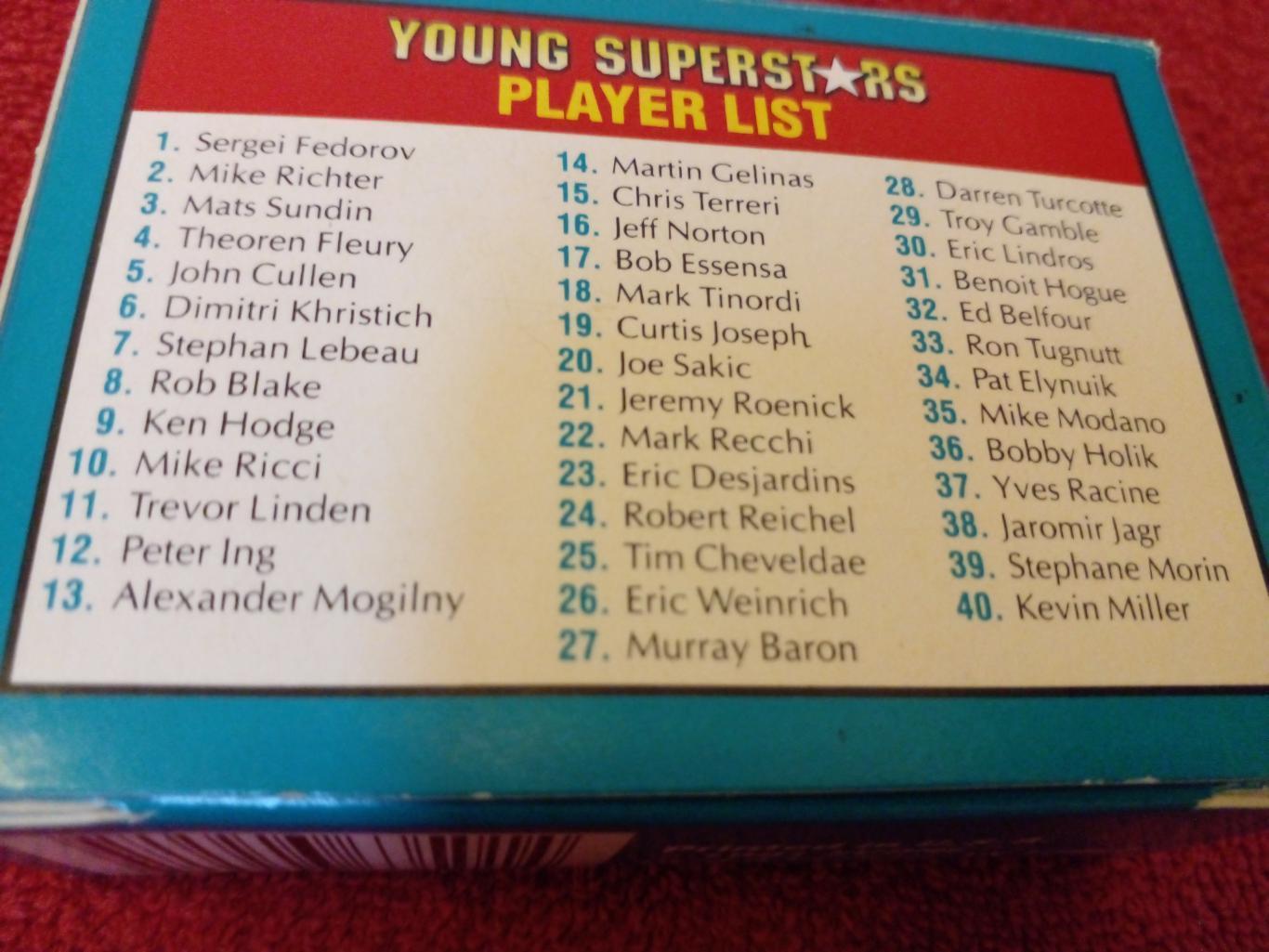 Набор Карточек Хоккей YOUNG SUPERSTARS 1991 НХЛ Полный комплект #1-40 1