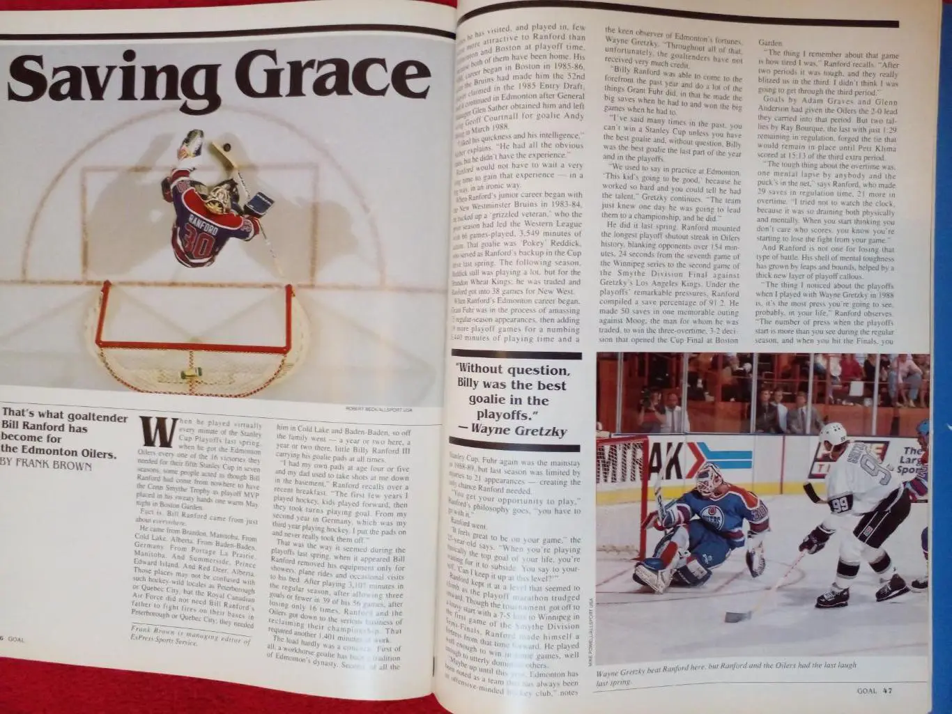 Журнал GOAL Хоккей НХЛ 1991 Кубок Стэнли. Постер Патрик Руа. 2