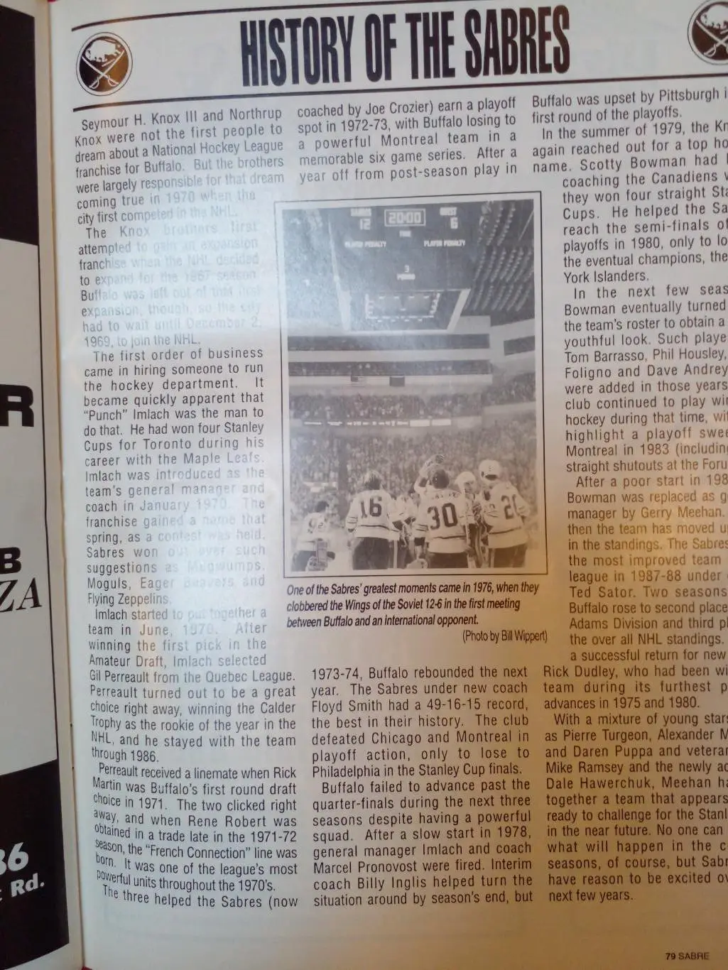 Журнал GOAL Хоккей НХЛ Программа Буффало Сэйбрз vs Монреаль Канадиенз 1991-92 5