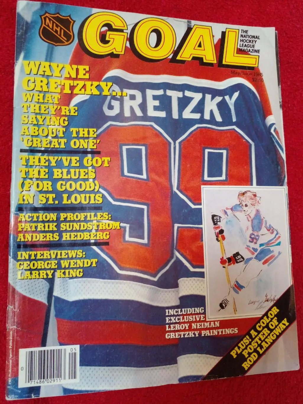 УЭЙН ГРЕТЦКИ! Журнал GOAL Хоккей НХЛ 1985. Постер Род Лангуэй.
