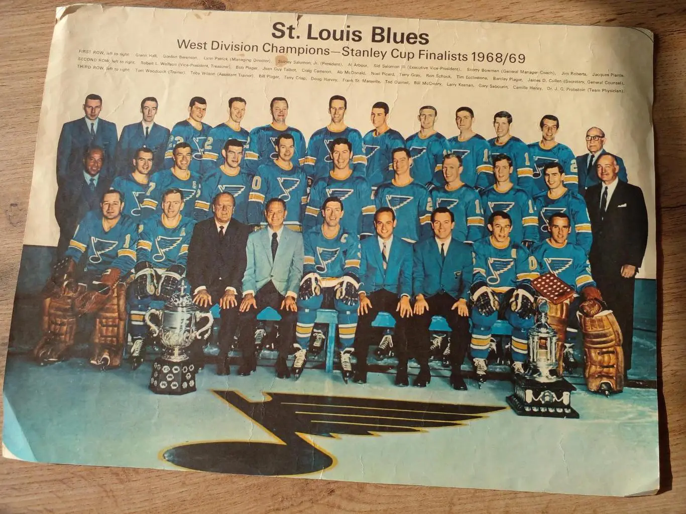 Постер НХЛ Сент-Луис Блюз 1968-69 Канада, США 29х39 см.